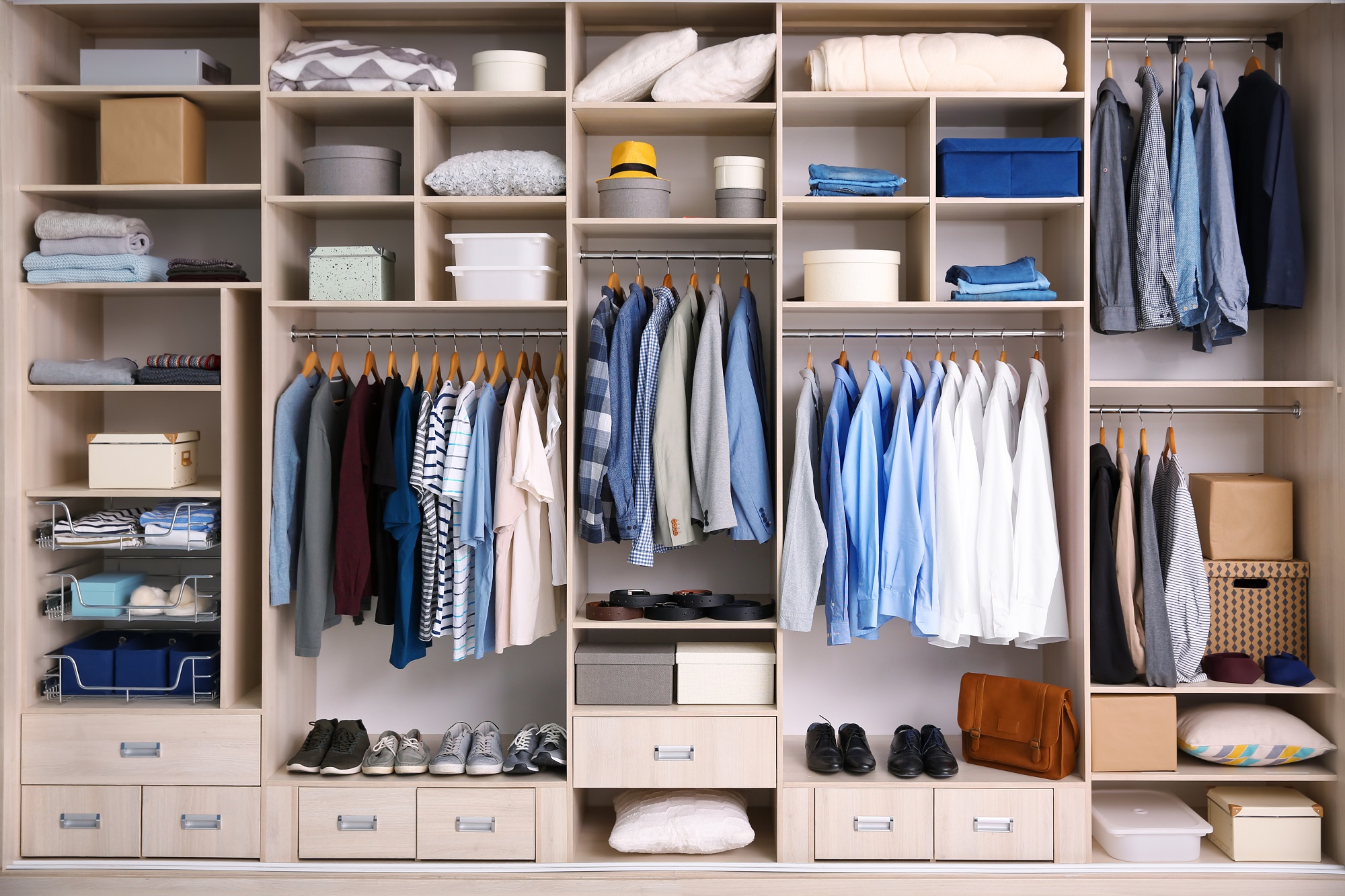 Big Wardrobe With Male Clothes For Dressing Room